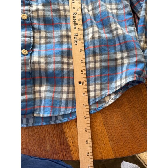 American Eagle Mens Shirt L Seriously Soft Blue Plaid Long Sleeve Button-Up - Picture 6 of 7